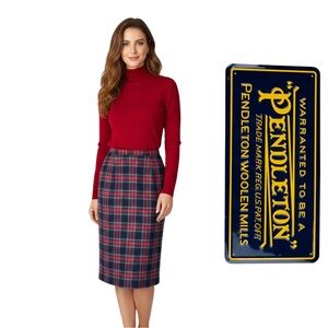 Vintage Pendleton Wool Authentic Black Stewart Tartan Mid Length Skirt  NWT